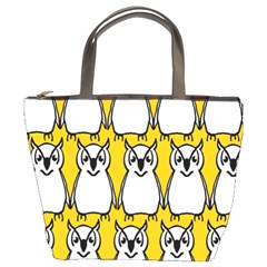 Yellow Owl Background Bucket Bag