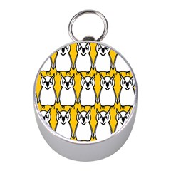 Yellow Owl Background Mini Silver Compasses