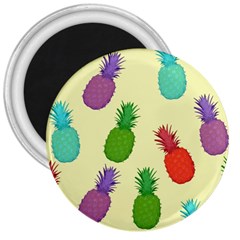 Colorful Pineapples Wallpaper Background 3  Magnets by Sudhe