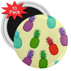 Colorful Pineapples Wallpaper Background 3  Magnets (10 Pack)  by Sudhe