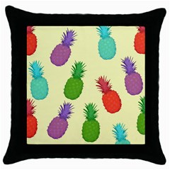 Colorful Pineapples Wallpaper Background Throw Pillow Case (black) by Sudhe