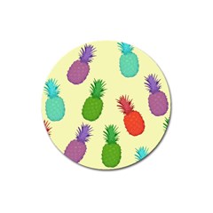 Colorful Pineapples Wallpaper Background Magnet 3  (round) by Sudhe