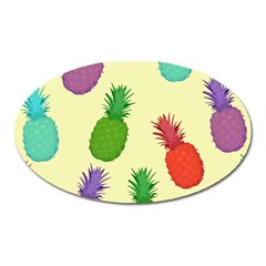 Colorful Pineapples Wallpaper Background Oval Magnet by Sudhe