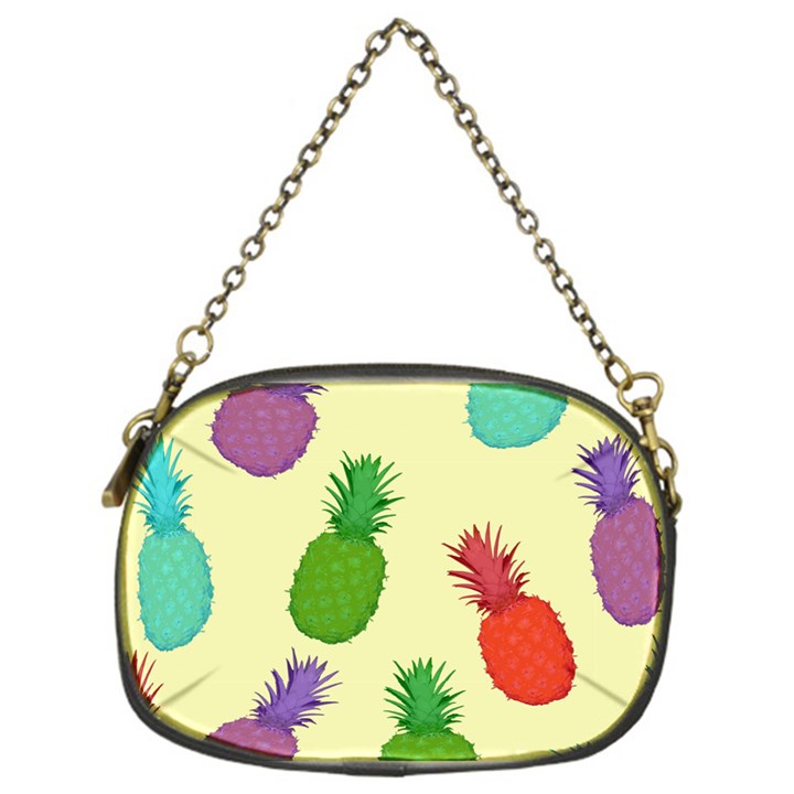 Colorful Pineapples Wallpaper Background Chain Purse (One Side)