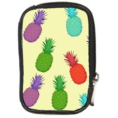 Colorful Pineapples Wallpaper Background Compact Camera Leather Case by Sudhe