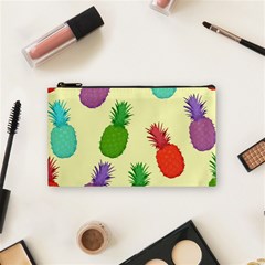 Colorful Pineapples Wallpaper Background Cosmetic Bag (small) by Sudhe