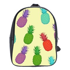 Colorful Pineapples Wallpaper Background School Bag (large) by Sudhe