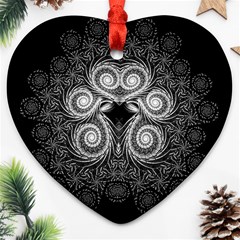 Fractal Filigree Lace Vintage Ornament (heart) by Sudhe