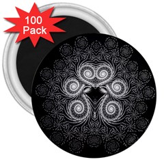 Fractal Filigree Lace Vintage 3  Magnets (100 Pack) by Sudhe