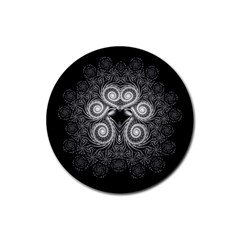 Fractal Filigree Lace Vintage Rubber Coaster (round)  by Sudhe