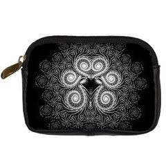 Fractal Filigree Lace Vintage Digital Camera Leather Case by Sudhe