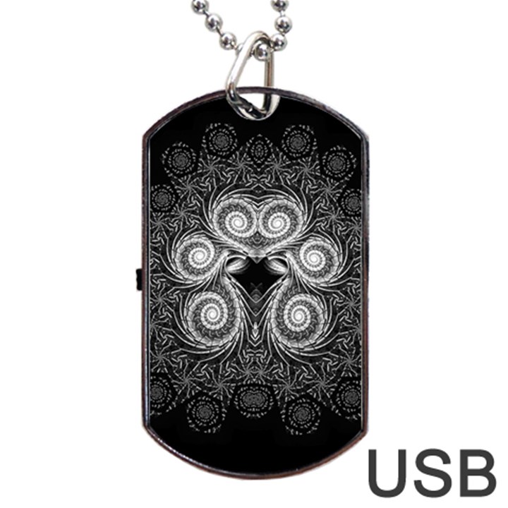 Fractal Filigree Lace Vintage Dog Tag USB Flash (Two Sides)