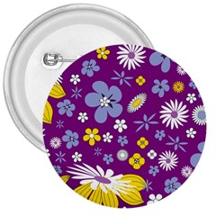 Floral Flowers 3  Buttons by Sudhe