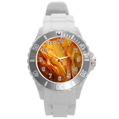 Flowers Leaves Leaf Floral Summer Round Plastic Sport Watch (l) by Sudhe