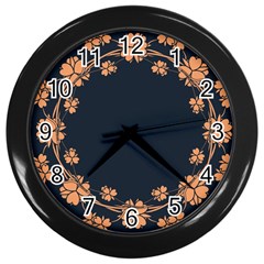 Floral Vintage Royal Frame Pattern Wall Clock (black)