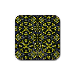 Fresh Clean Spring Flowers In Floral Wreaths Rubber Coaster (square)  by pepitasart