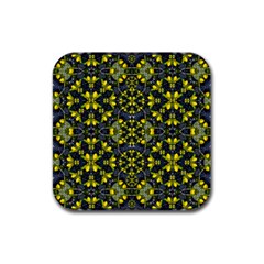 Fresh Clean Spring Flowers In Floral Wreaths Rubber Square Coaster (4 Pack)  by pepitasart