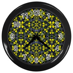 Fresh Clean Spring Flowers In Floral Wreaths Wall Clock (black)