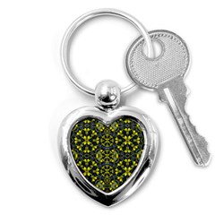 Fresh Clean Spring Flowers In Floral Wreaths Key Chains (heart)  by pepitasart