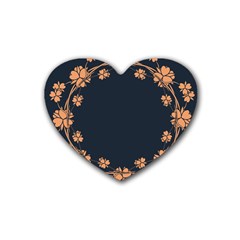 Floral Vintage Royal Frame Pattern Rubber Coaster (heart)  by Sudhe