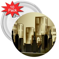 Architecture City House 3  Buttons (10 Pack)  by Sudhe