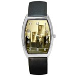 Architecture City House Barrel Style Metal Watch Front