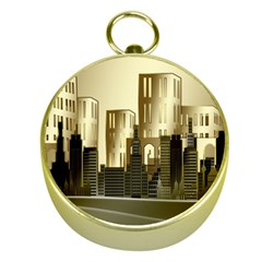 Architecture City House Gold Compasses by Sudhe