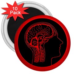 Artificial Intelligence Brain Think 3  Magnets (10 Pack)  by Sudhe