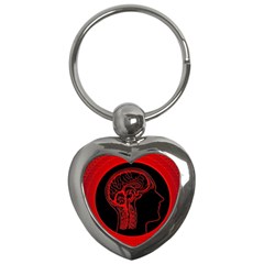 Artificial Intelligence Brain Think Key Chains (heart)  by Sudhe