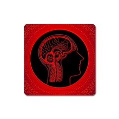 Artificial Intelligence Brain Think Square Magnet by Sudhe