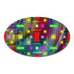 Art Rectangles Abstract Modern Art Oval Magnet by Sudhe