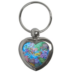 Globe World Map Maps Europe Key Chains (heart)  by Sudhe