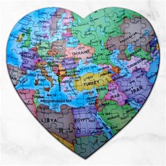 Globe World Map Maps Europe Jigsaw Puzzle (heart) by Sudhe