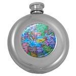 Globe World Map Maps Europe Round Hip Flask (5 oz) Front