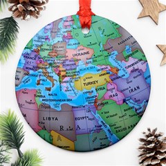 Globe World Map Maps Europe Round Ornament (two Sides) by Sudhe