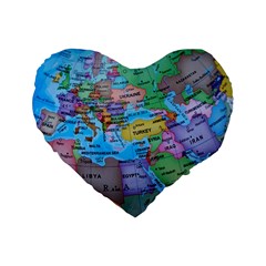 Globe World Map Maps Europe Standard 16  Premium Heart Shape Cushions by Sudhe