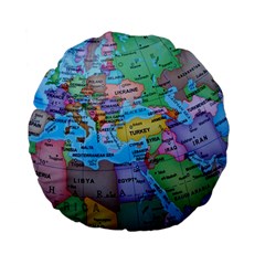 Globe World Map Maps Europe Standard 15  Premium Flano Round Cushions by Sudhe