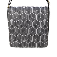 Cube Pattern Cube Seamless Repeat Flap Closure Messenger Bag (l) by Sudhe