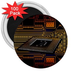 Processor Cpu Board Circuits 3  Magnets (100 Pack) by Sudhe