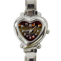 Processor Cpu Board Circuits Heart Italian Charm Watch by Sudhe