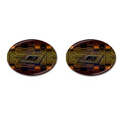 Processor Cpu Board Circuits Cufflinks (oval) by Sudhe