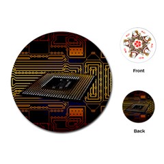 Processor Cpu Board Circuits Playing Cards (round) by Sudhe