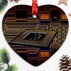 Processor Cpu Board Circuits Heart Ornament (two Sides) by Sudhe