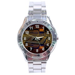 Processor Cpu Board Circuits Stainless Steel Analogue Watch by Sudhe