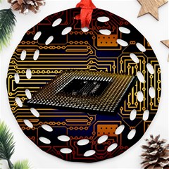 Processor Cpu Board Circuits Ornament (round Filigree) by Sudhe