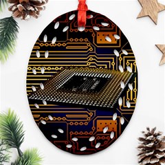 Processor Cpu Board Circuits Ornament (oval Filigree) by Sudhe