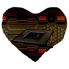 Processor Cpu Board Circuits Large 19  Premium Heart Shape Cushions by Sudhe