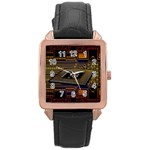 Processor Cpu Board Circuits Rose Gold Leather Watch  Front