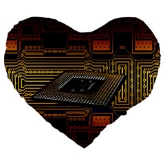 Processor Cpu Board Circuits Large 19  Premium Flano Heart Shape Cushions by Sudhe