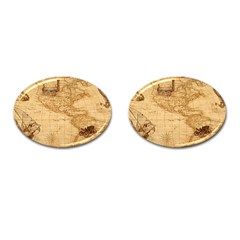 Map Discovery America Ship Train Cufflinks (oval) by Sudhe